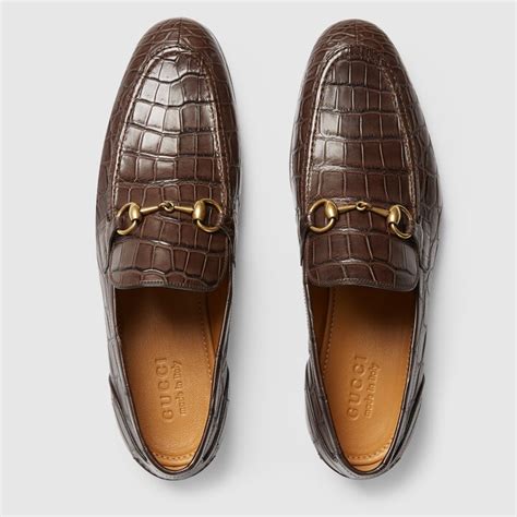 gucci jordaan loafer mens brown|gucci jordaan crocodile loafer.